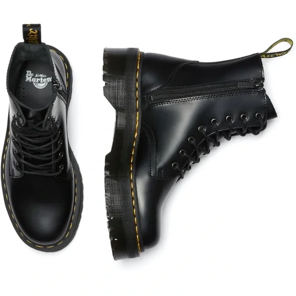 DR. Martens Platform Jaden 8 eye Black Leather Lace-Up Boots size US 6 - Picture 3 of 8